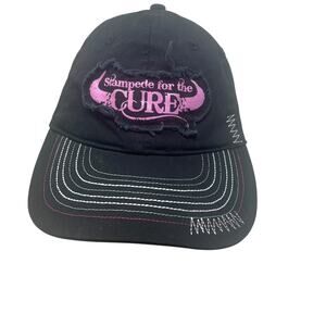 Stampede for the Cure Baseball Hat Womens One Size Pink Ribbon Embroidered Cap